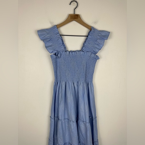 Hill House The Ellie Blue Metallic Nap Midi Dress Size XS - Picture 3 of 7